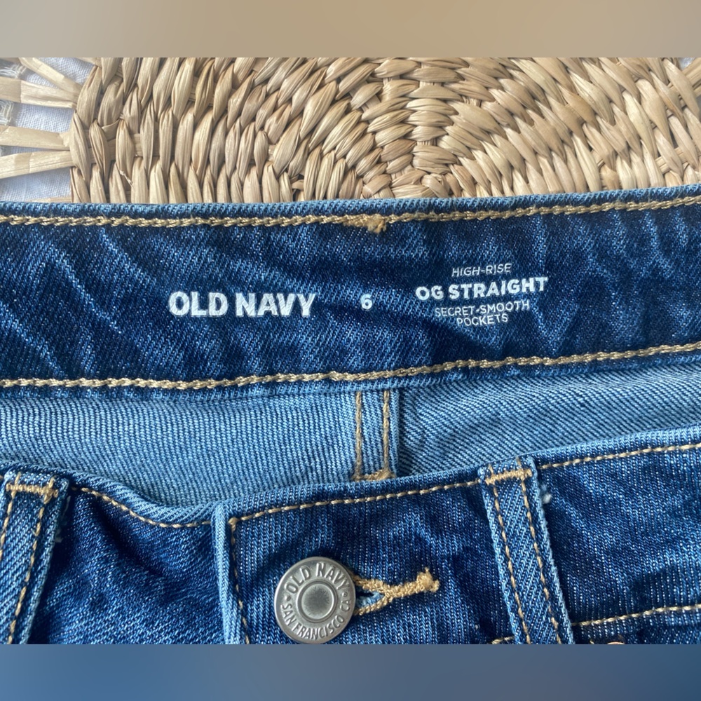 Old Navy OG Straight Ankle Dark Blue Straight Leg Jeans - Picture 3 of 8